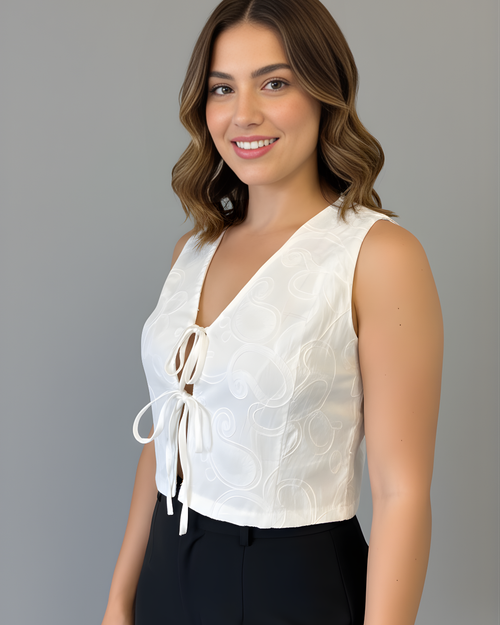 CHALECO TELA BORDADA