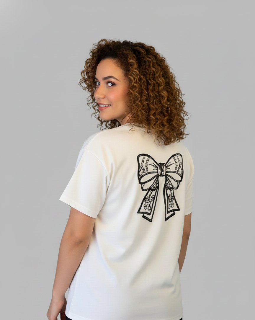 OVERSIZE DAMA LAZO PUNTO CORAZON EN PECHO Y ESPALDA