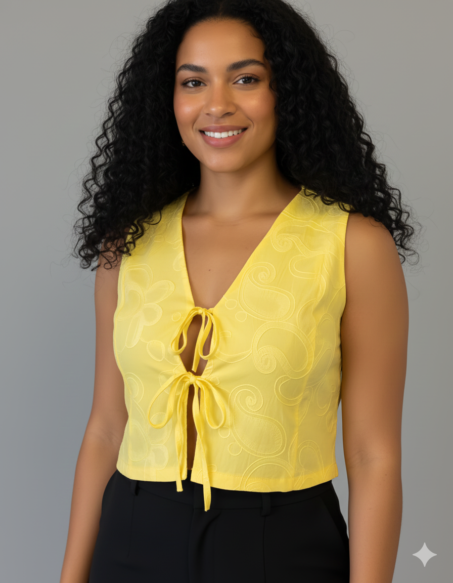 CHALECO TELA BORDADA